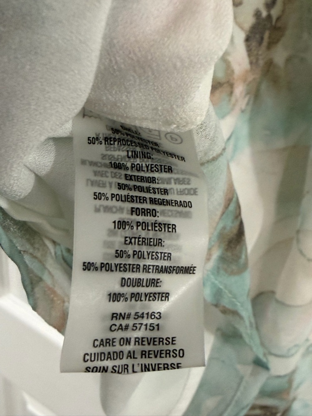 Calvin Klein Sheer Aqua Floral Ruched V-Neck Blouse - Picture 7 of 7